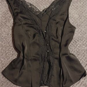 Black Lace Trim Sleeveless Top